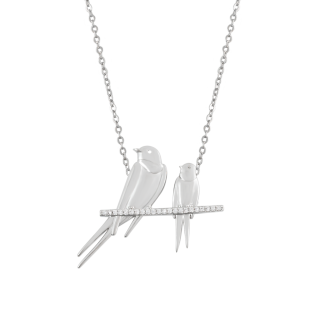 TC SWALLOW PENDANT TWO SWALLOWS AT REST - SILVER  - NEW 2025