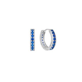 TC HALO NIGHT MINI BLUE CZ HOOP EARRINGS SILVER - NEW 2025