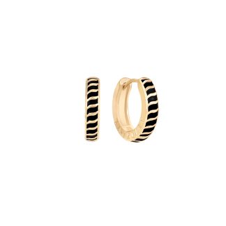 TC HALO ECLIPSE MIN BLACK ENAMEL HOOP EARRINGS GOLD - NEW 2025