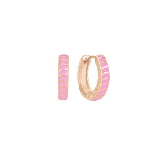 TC HALO SUNSET MIN PINK ENAMEL HOOP EARRINGS ROSE GOLD - NEW 2025