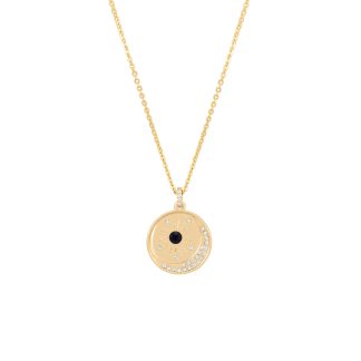 TC SOLEIL SUN & MOON DISC WITH CZ PENDANT GOLD - NEW 2025