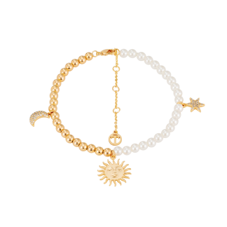 TC SOLEIL PEARL & BALL GOLD CHARM BRACELET - NEW 2025