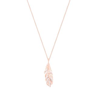FEATHER PENDANT INSET WITH CZ ROSE GOLD