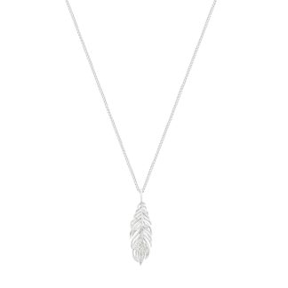 FEATHER PENDANT INSET WITH CZ SILVER
