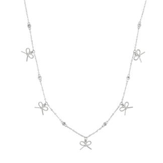 TC BOW - FIVE BOW NECKLACE SILVER