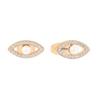 Tc Evil Eye - Cz & Pearl Earrings Gold