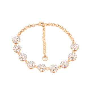 Tc Daisy - Cz & Pearl 9 Daisy Bracelet Gold