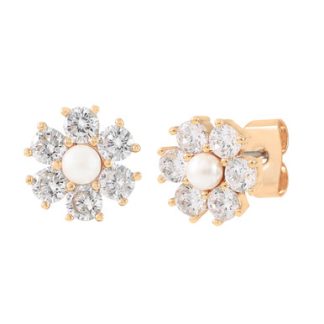 Tc Daisy - Cz 1cm Stud Earrings Gold