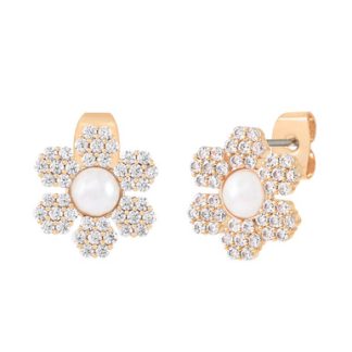 Tc Daisy - Cz 2cm Stud Earrings Gold
