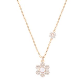 Tc Daisy - Cz & Pearl Pendant Gold