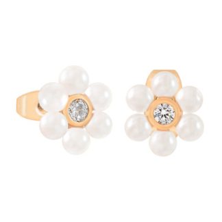 Tc Daisy - Pearl 1cm Stud Earrings Gold