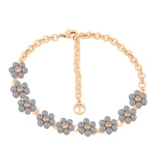 Tc Daisy - Grey Pearl 9 Daisy Bracelet Gold
