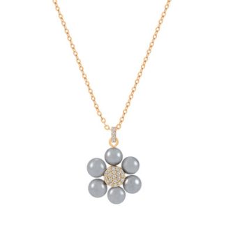 Tc Daisy - Grey Pearl Pendant Gold