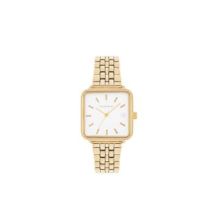 Tc Square Face White & Gold Watch