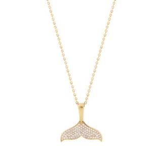 Tc Under The Sea - Pave Whale Tail Pendant Gold