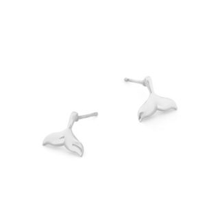 Tc Under The Sea - Whale Tail Stud Earrings Silver