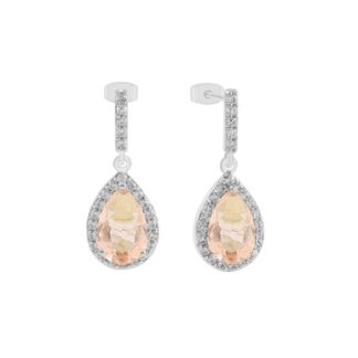 Silver Pear Shape Earrings - Pink